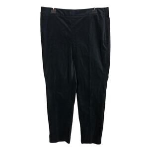 Talbots Pants Women 12 Black Stretch Velvet Size Zip Slim Fit Ankle Straight Leg